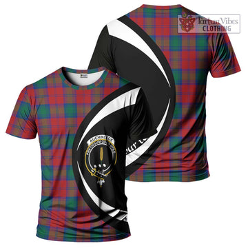 Auchinleck (Affleck) Tartan T-Shirt with Family Crest Circle Style