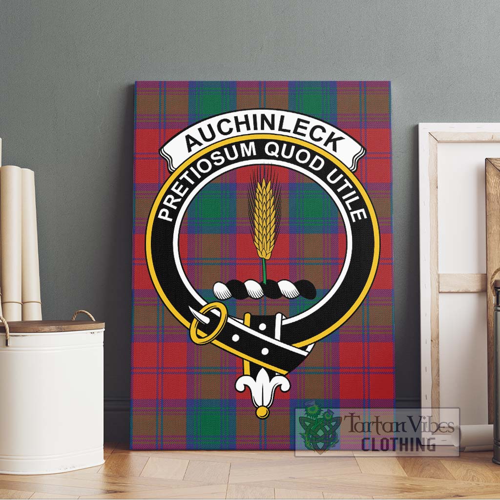 Tartan Vibes Clothing Auchinleck Tartan Canvas Print Wall Art with Family Crest