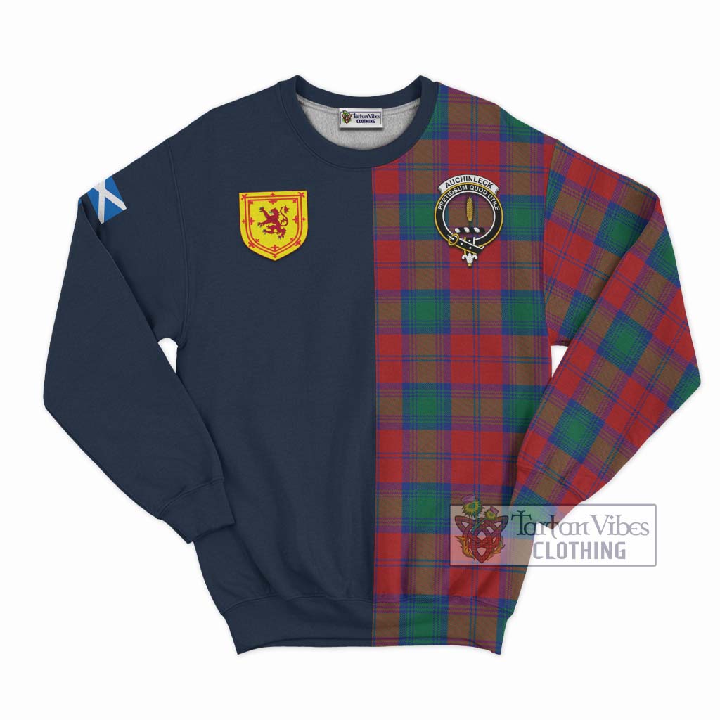 Tartan Vibes Clothing Auchinleck Tartan Sweatshirt with Scottish Lion Royal Arm Half Style