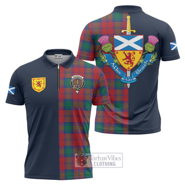 Auchinleck (Affleck) Tartan Zipper Polo Shirt with Scottish Lion Royal Arm Half Style