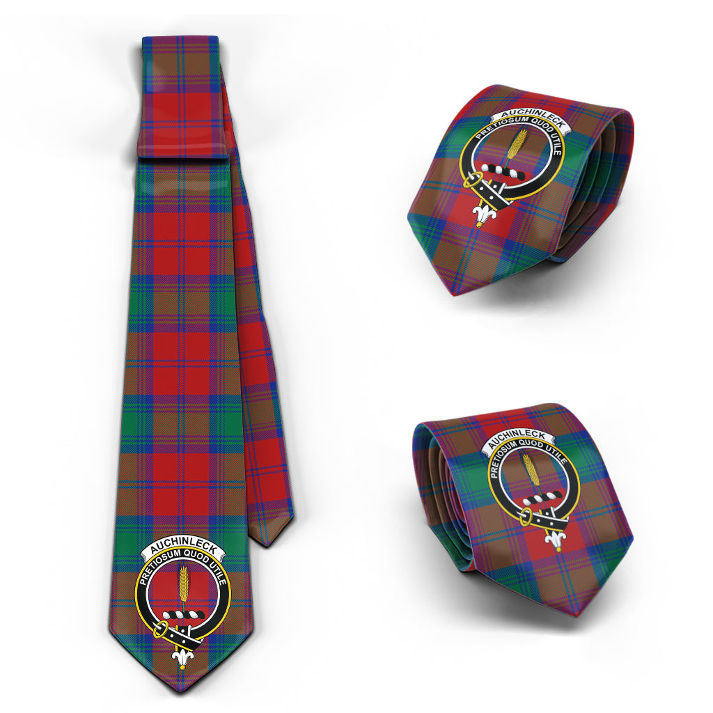 Auchinleck Tartan Classic Necktie with Family Crest Necktie One Size - Tartanvibesclothing