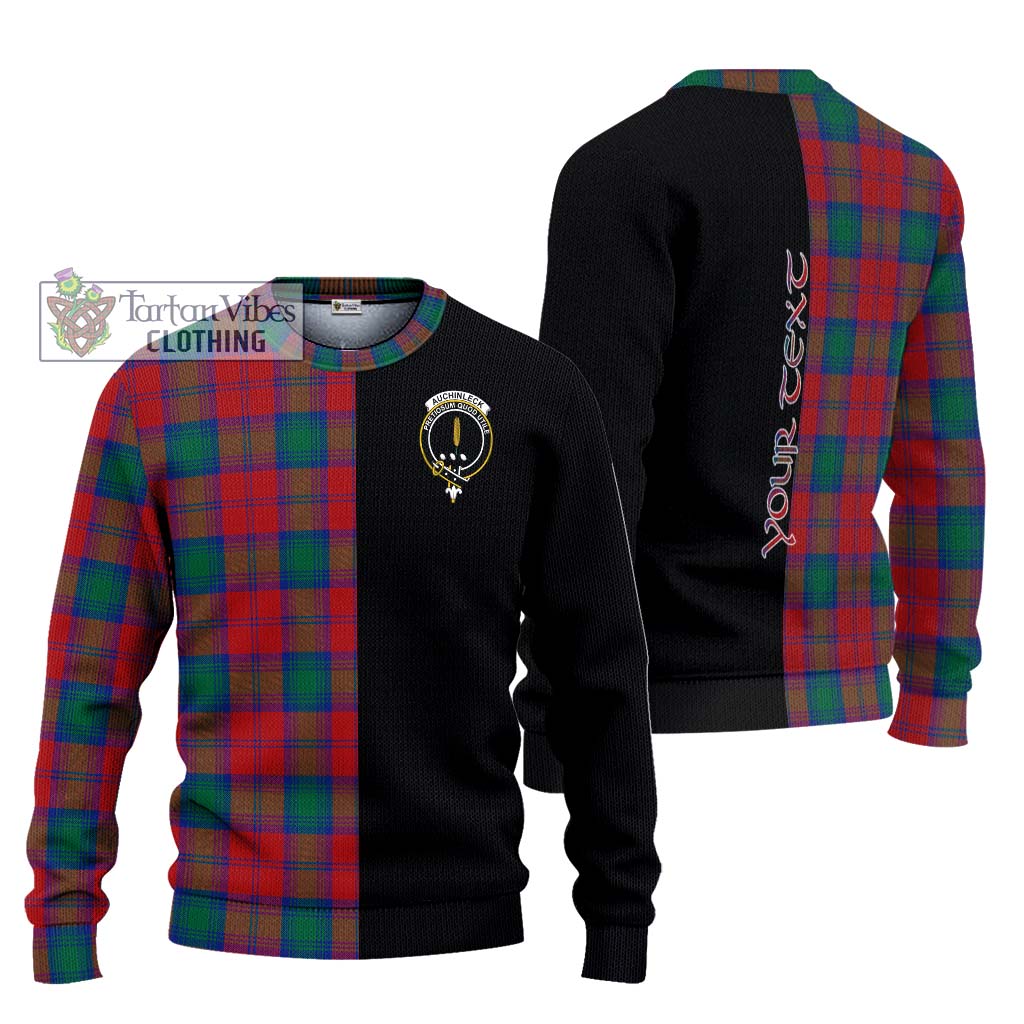 Tartan Vibes Clothing Auchinleck Tartan Knitted Sweater with Family Crest and Half Of Me Style