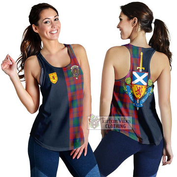 Auchinleck (Affleck) Tartan Women's Racerback Tanks with Scottish Lion Royal Arm Half Style