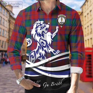 Auchinleck (Affleck) Tartan Long Sleeve Button Up Shirt with Alba Gu Brath Regal Lion Emblem