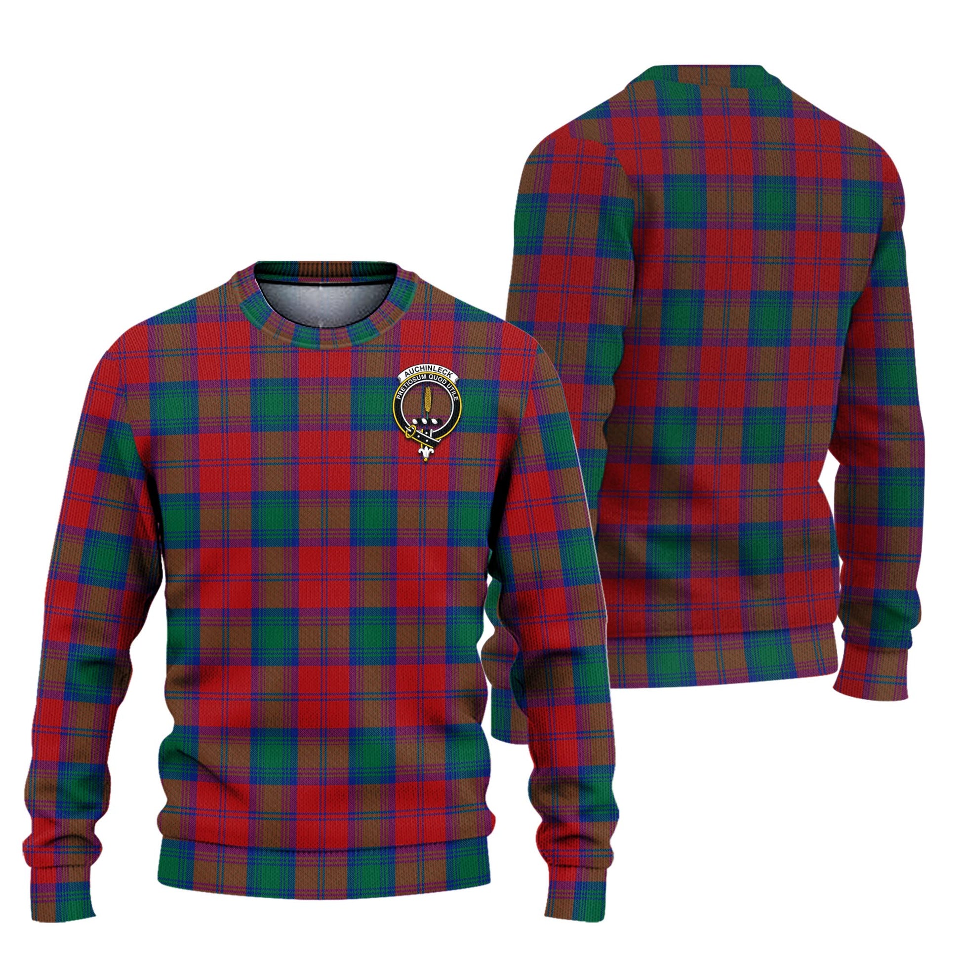 Auchinleck Tartan Knitted Sweater with Family Crest Unisex - Tartanvibesclothing