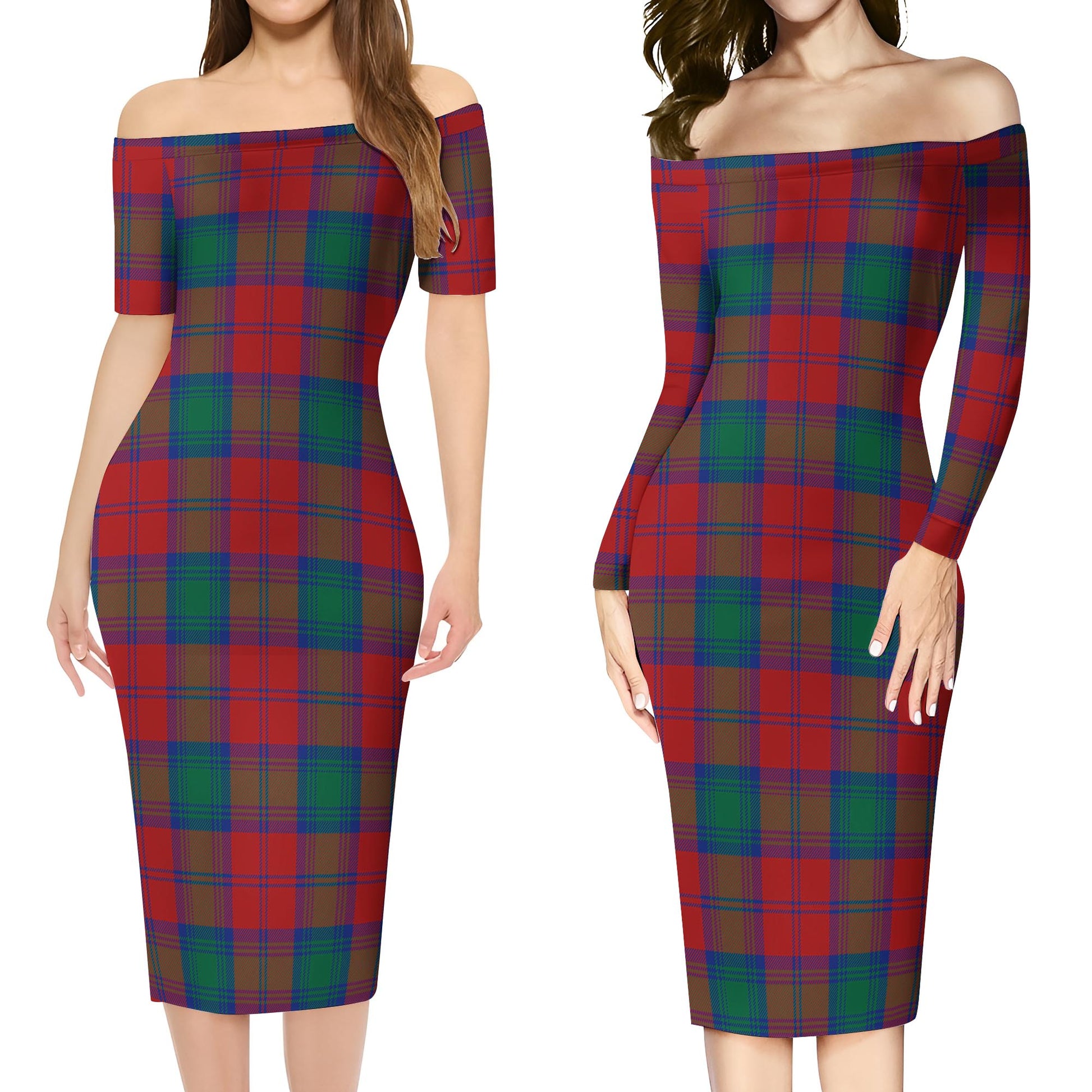 Auchinleck Tartan Off Shoulder Lady Dress Women's Dress - Tartanvibesclothing