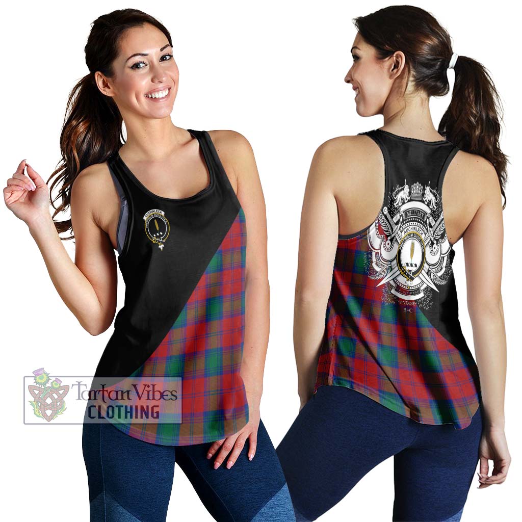 Tartan Vibes Clothing Auchinleck Tartan Women's Racerback Tanks with Family Crest and Military Logo Style