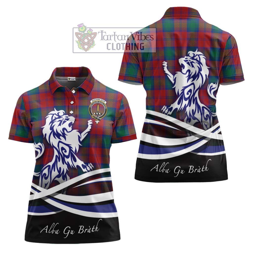 Tartan Vibes Clothing Auchinleck Tartan Women's Polo Shirt with Alba Gu Brath Regal Lion Emblem