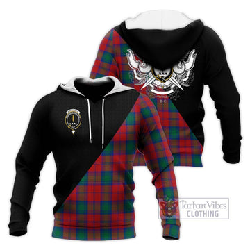 Auchinleck (Affleck) Tartan Knitted Hoodie with Family Crest and Military Logo Style