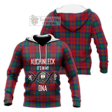 Auchinleck (Affleck) Tartan Knitted Hoodie with Family Crest DNA In Me Style