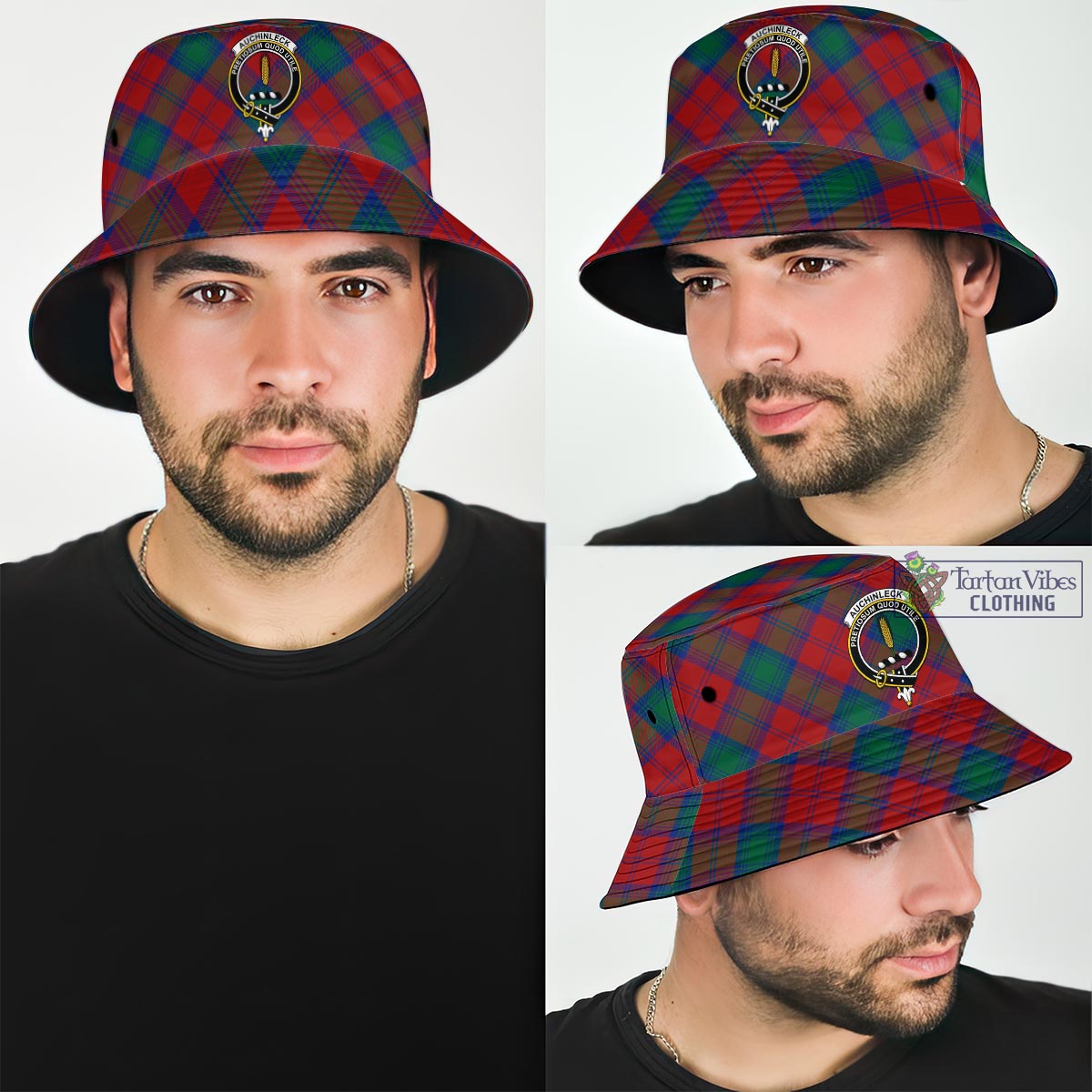 Tartan Vibes Clothing Auchinleck Tartan Bucket Hat with Family Crest