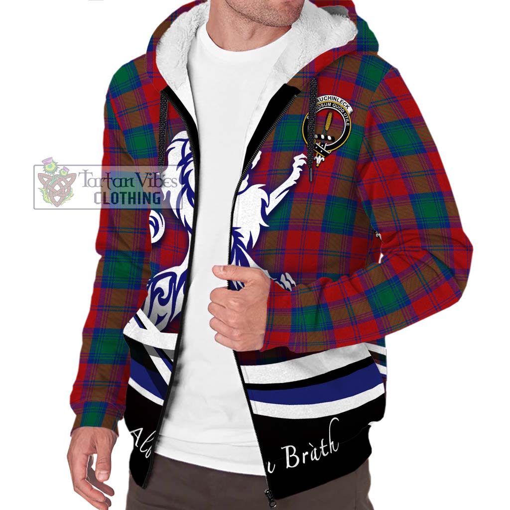 Tartan Vibes Clothing Auchinleck Tartan Sherpa Hoodie with Alba Gu Brath Regal Lion Emblem