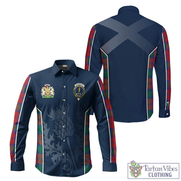 Auchinleck (Affleck) Tartan Long Sleeve Button Up Shirt with Family Crest and Scottish Thistle Vibes Sport Style