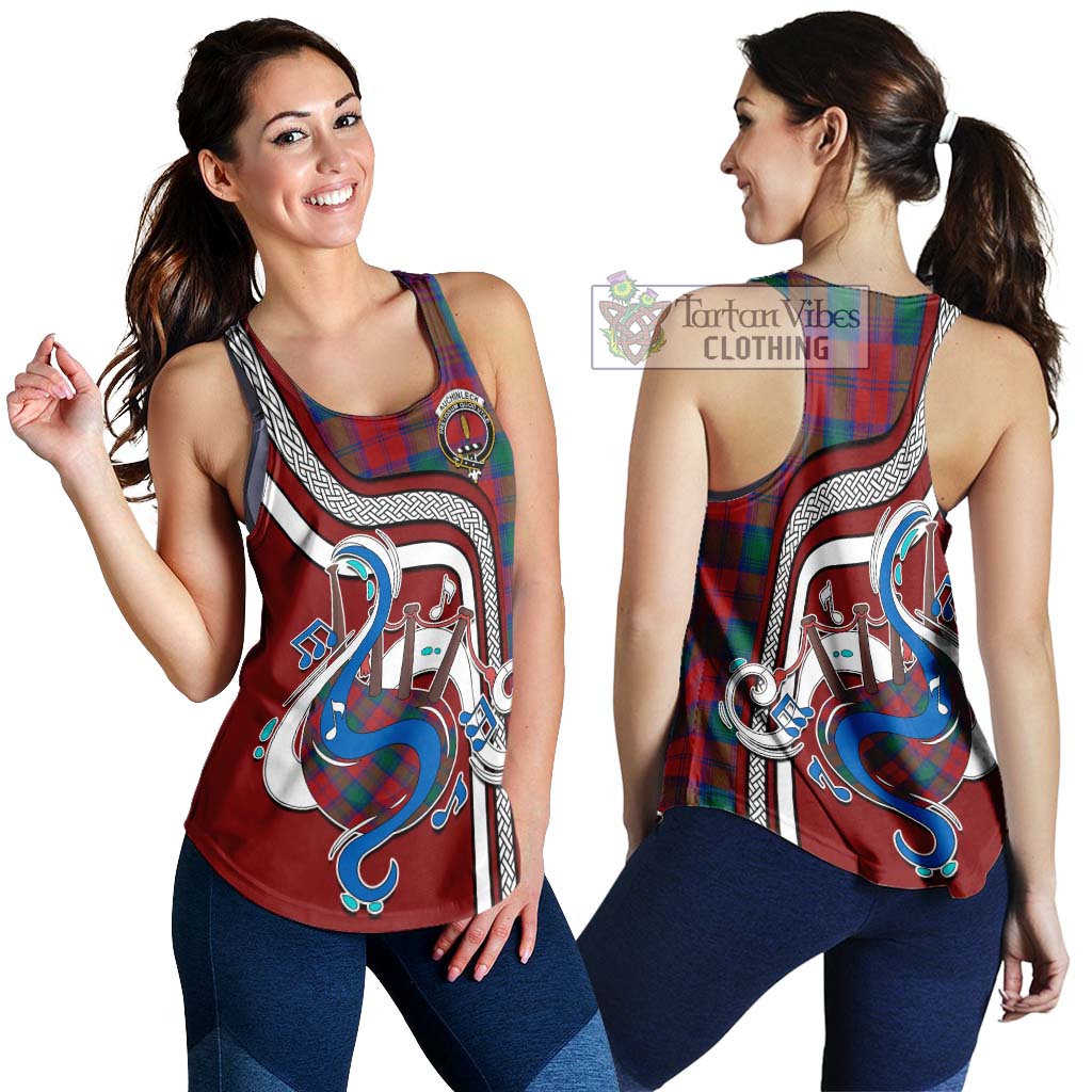 Tartan Vibes Clothing Auchinleck Tartan Women's Racerback Tanks with Epic Bagpipe Style