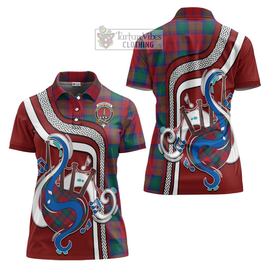 Tartan Vibes Clothing Auchinleck Tartan Women's Polo Shirt with Epic Bagpipe Style