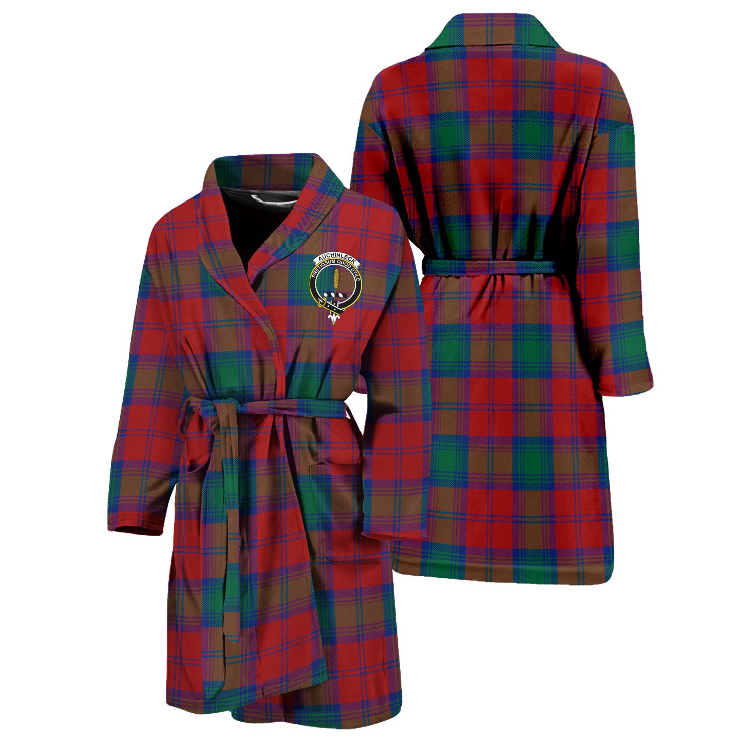 Auchinleck (Affleck) Tartan Bathrobe with Family Crest Unisex S - Tartan Vibes Clothing