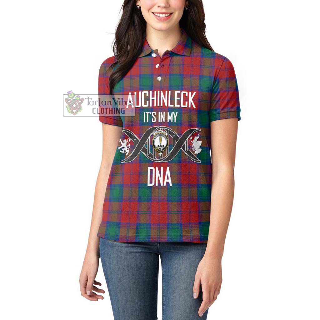 Tartan Vibes Clothing Auchinleck Tartan Women's Polo Shirt with Family Crest DNA In Me Style