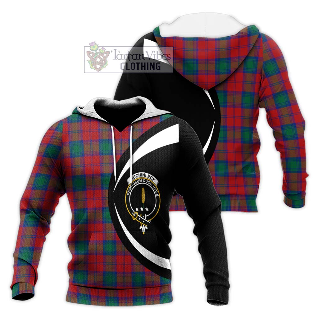 Tartan Vibes Clothing Auchinleck Tartan Knitted Hoodie with Family Crest Circle Style