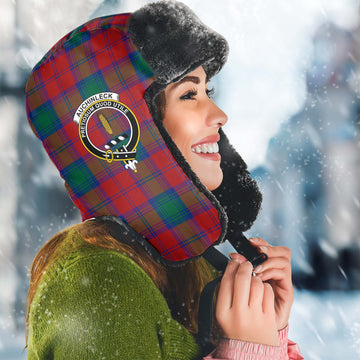 Auchinleck Tartan Winter Trapper Hat with Family Crest