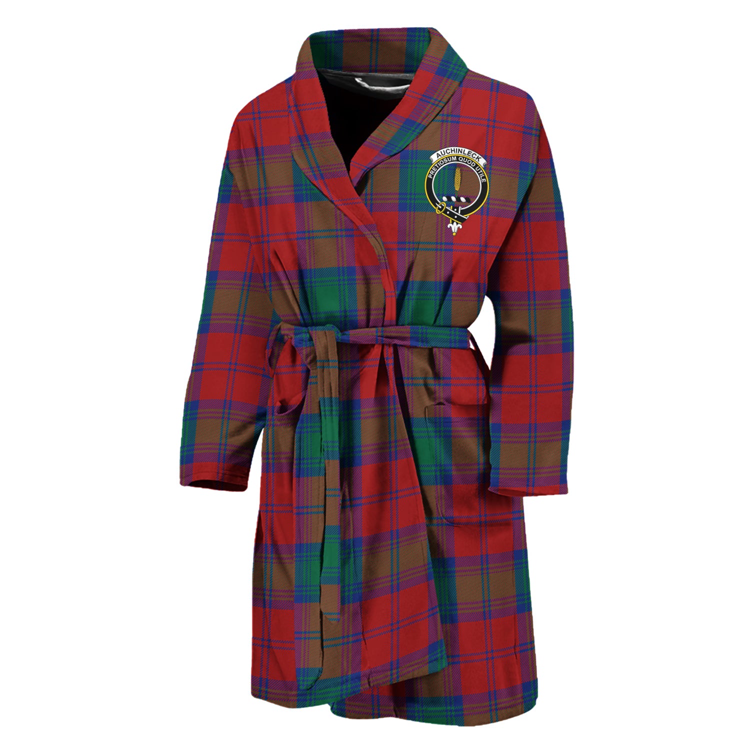 Auchinleck (Affleck) Tartan Bathrobe with Family Crest Unisex M - Tartan Vibes Clothing