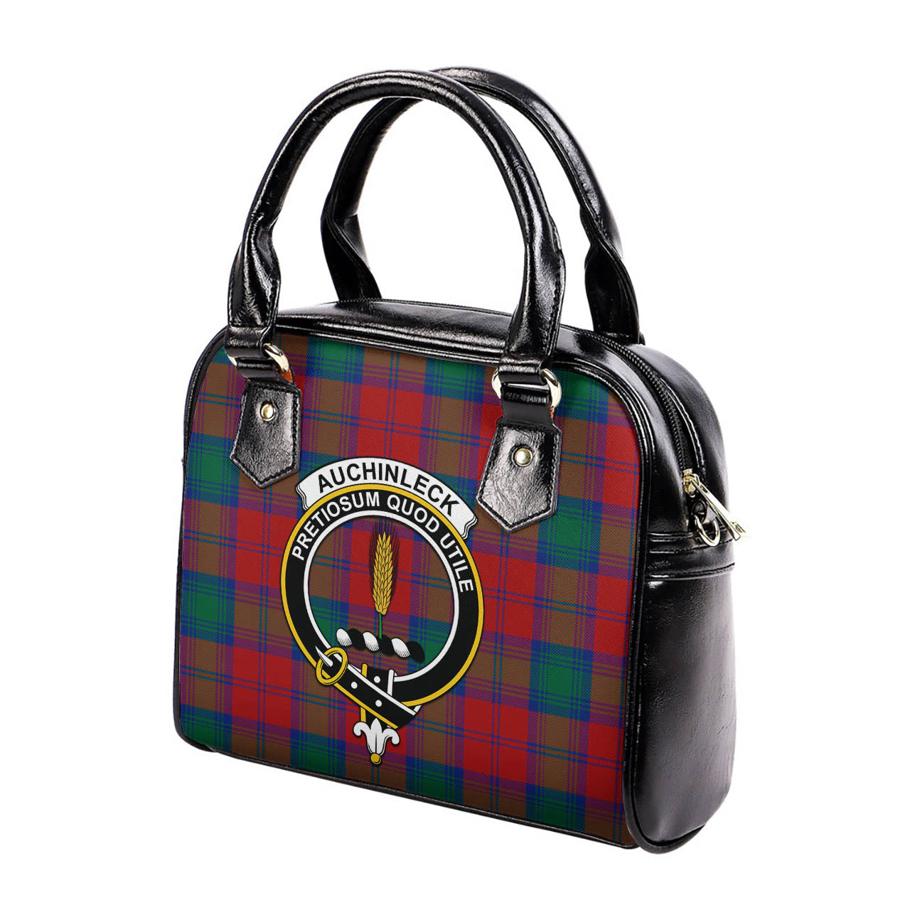 Auchinleck Tartan Shoulder Handbags with Family Crest - Tartanvibesclothing