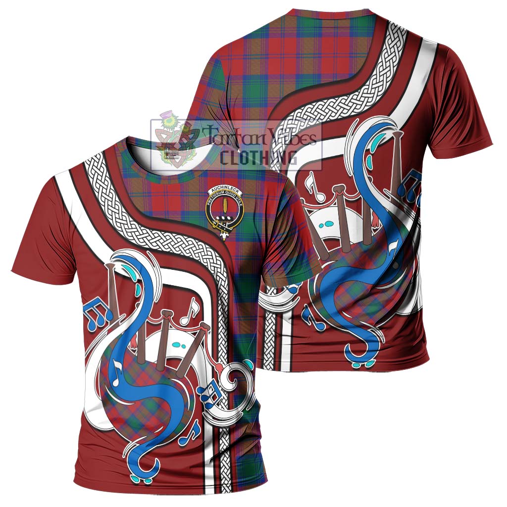 Tartan Vibes Clothing Auchinleck Tartan T-Shirt with Epic Bagpipe Style