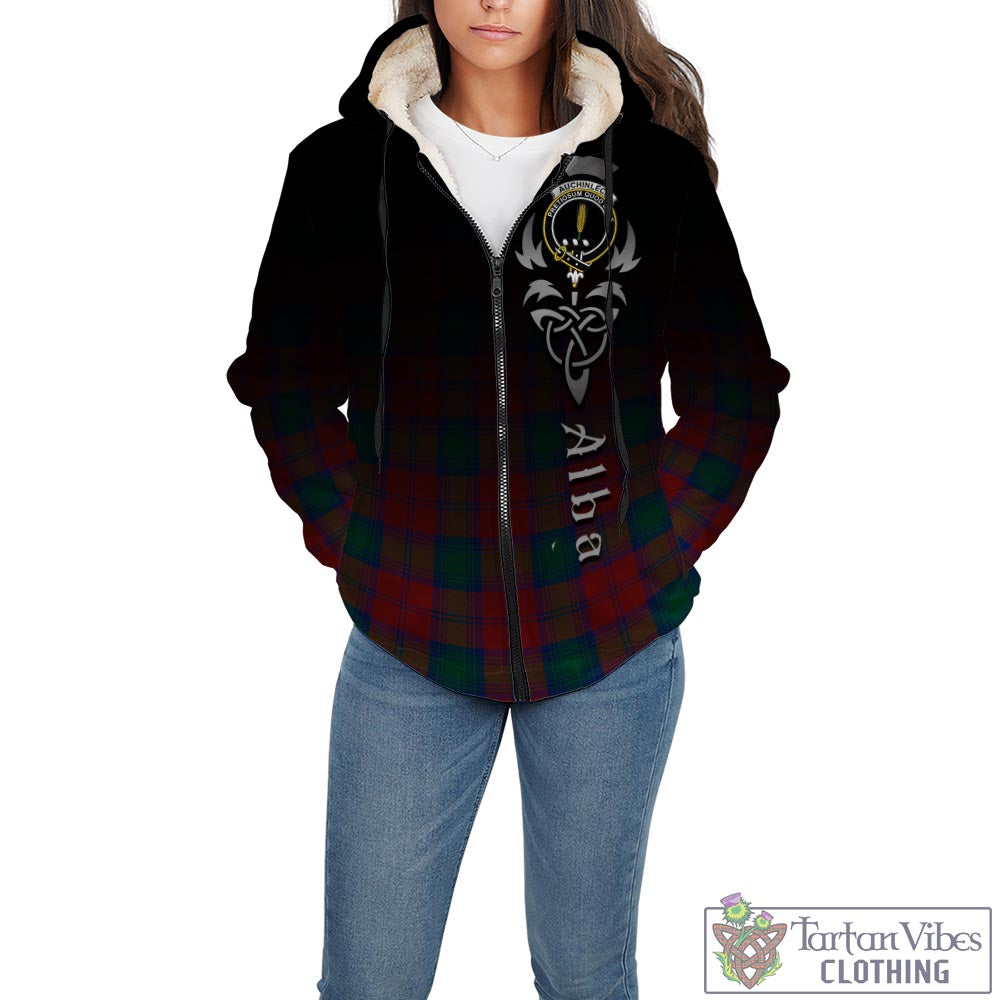 Tartan Vibes Clothing Auchinleck Tartan Sherpa Hoodie Featuring Alba Gu Brath Family Crest Celtic Inspired