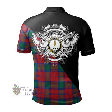 Auchinleck (Affleck) Tartan Polo Shirt with Family Crest and Military Logo Style