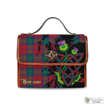 Auchinleck (Affleck) Tartan Waterproof Canvas Bag with Scotland Map and Thistle Celtic Accents