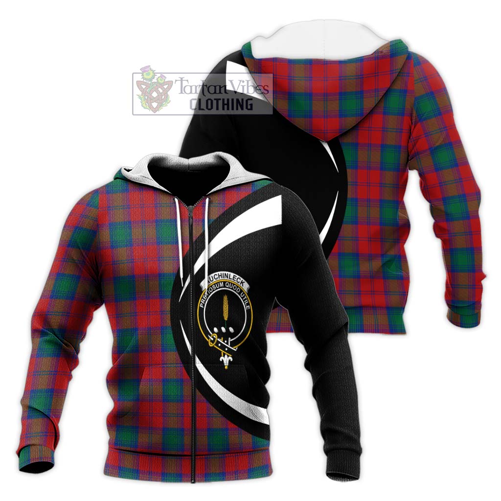 Tartan Vibes Clothing Auchinleck Tartan Knitted Hoodie with Family Crest Circle Style