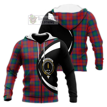 Auchinleck (Affleck) Tartan Knitted Hoodie with Family Crest Circle Style