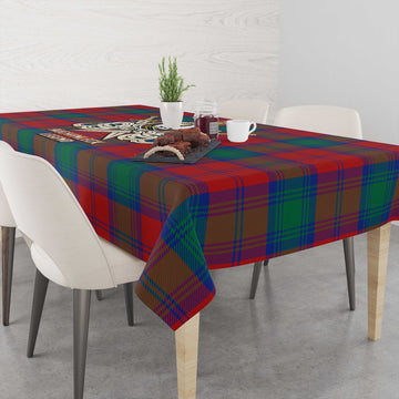 Auchinleck (Affleck) Tartan Tablecloth with Clan Crest and the Golden Sword of Courageous Legacy