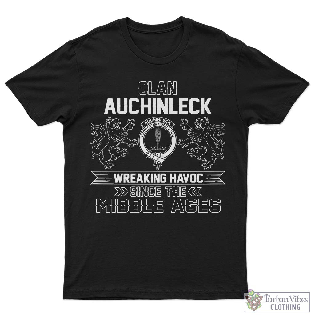 Tartan Vibes Clothing Auchinleck Family Crest 2D Cotton Men's T-Shirt Wreaking Havoc Style