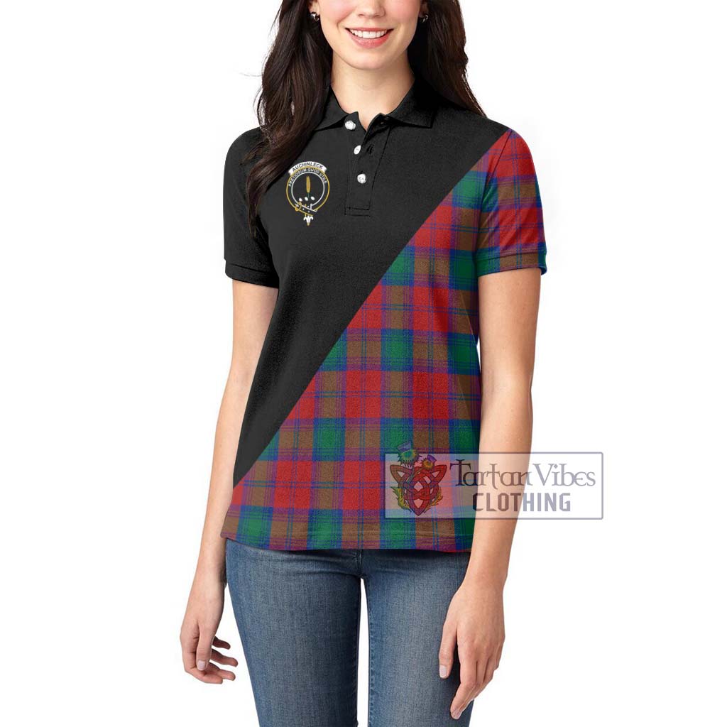 Tartan Vibes Clothing Auchinleck Tartan Women's Polo Shirt with Family Crest and Military Logo Style