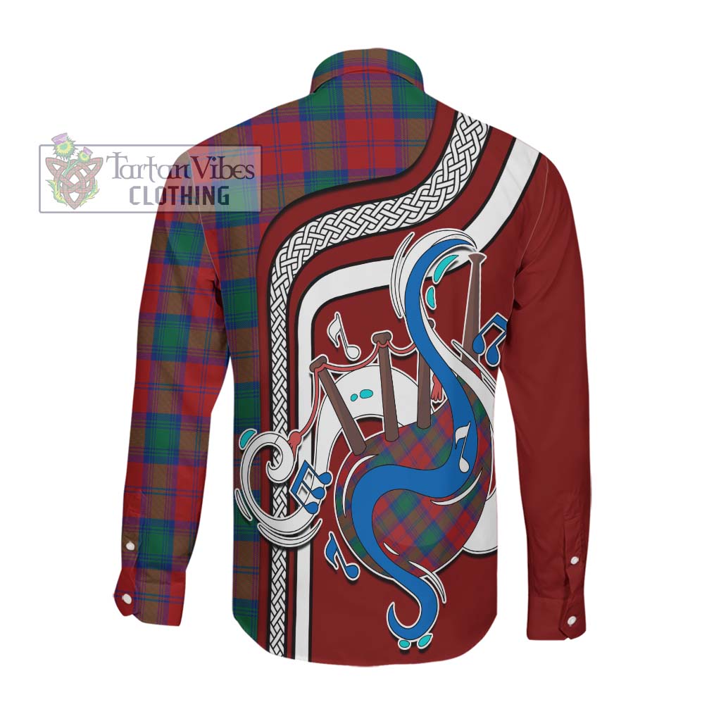 Tartan Vibes Clothing Auchinleck Tartan Long Sleeve Button Shirt with Epic Bagpipe Style