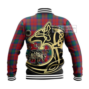 Auchinleck Tartan Baseball Jacket with Family Crest Celtic Wolf Style
