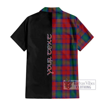 Auchinleck (Affleck) Tartan Short Sleeve Button Shirt with Family Crest and Half Of Me Style