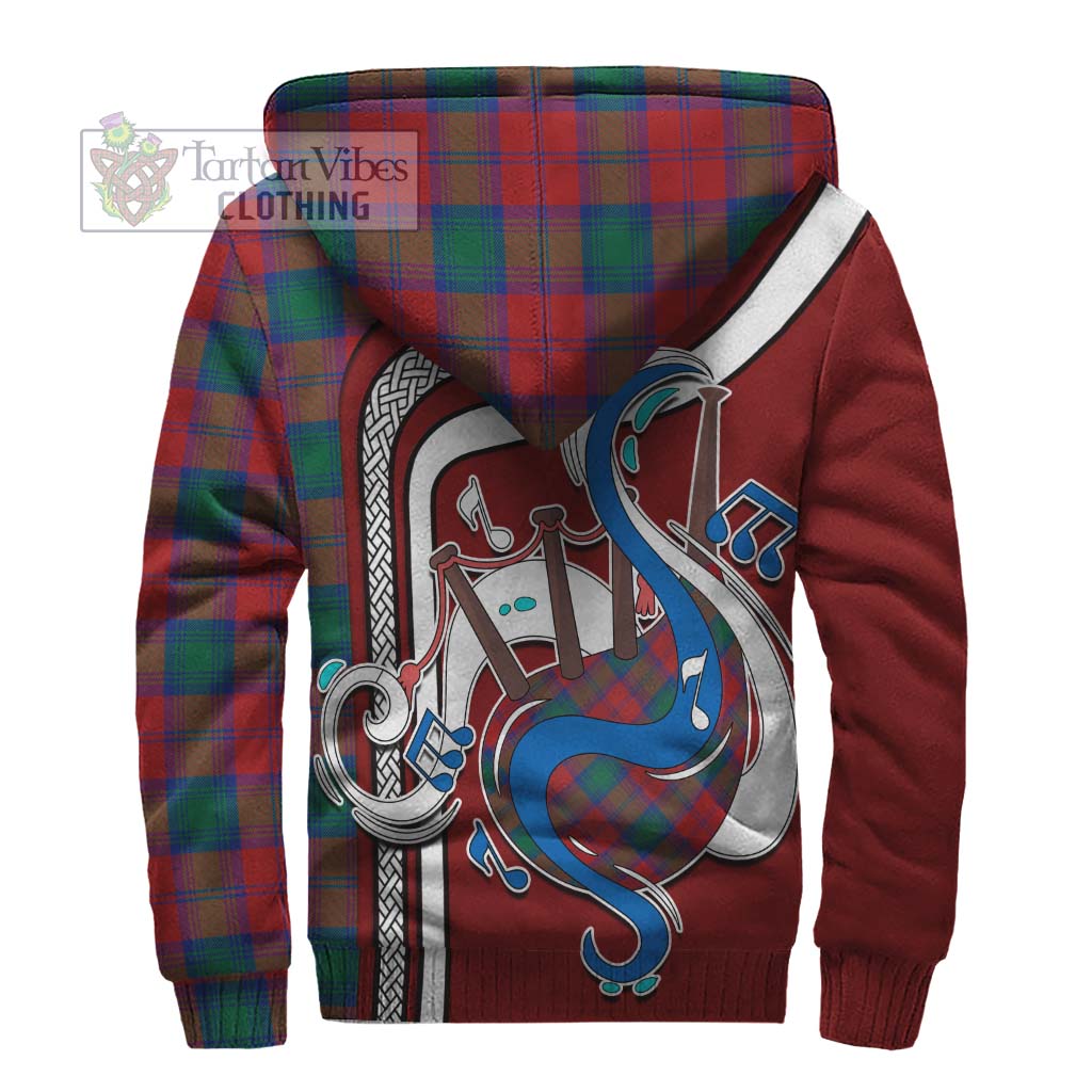 Tartan Vibes Clothing Auchinleck Tartan Sherpa Hoodie with Epic Bagpipe Style