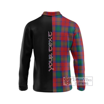Auchinleck (Affleck) Tartan Long Sleeve Polo Shirt with Family Crest and Half Of Me Style - Tartan Vibes Clothing