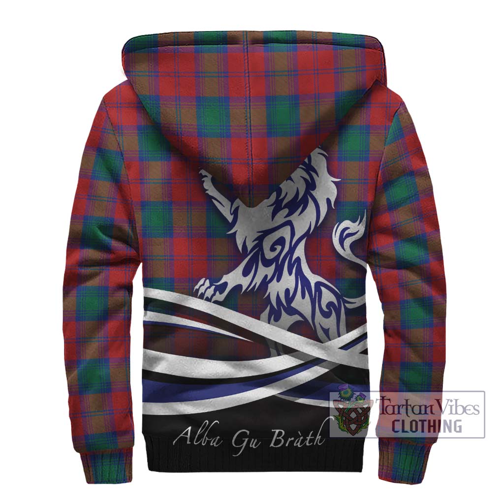 Tartan Vibes Clothing Auchinleck Tartan Sherpa Hoodie with Alba Gu Brath Regal Lion Emblem