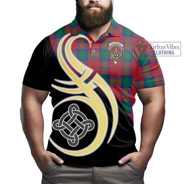 Auchinleck (Affleck) Tartan Polo Shirt with Family Crest and Celtic Symbol Style