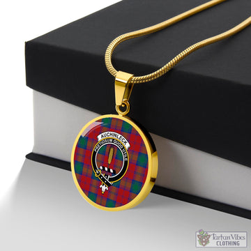 Auchinleck (Affleck) Tartan Circle Necklace with Family Crest