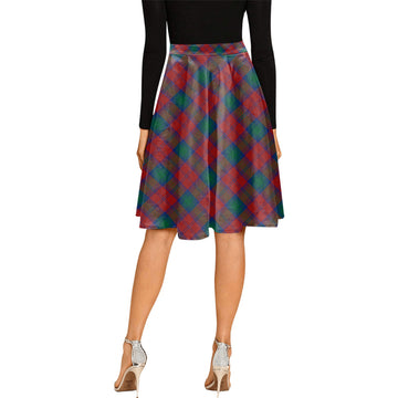 Auchinleck (Affleck) Tartan Melete Pleated Midi Skirt Cross Style - Tartan Vibes Clothing