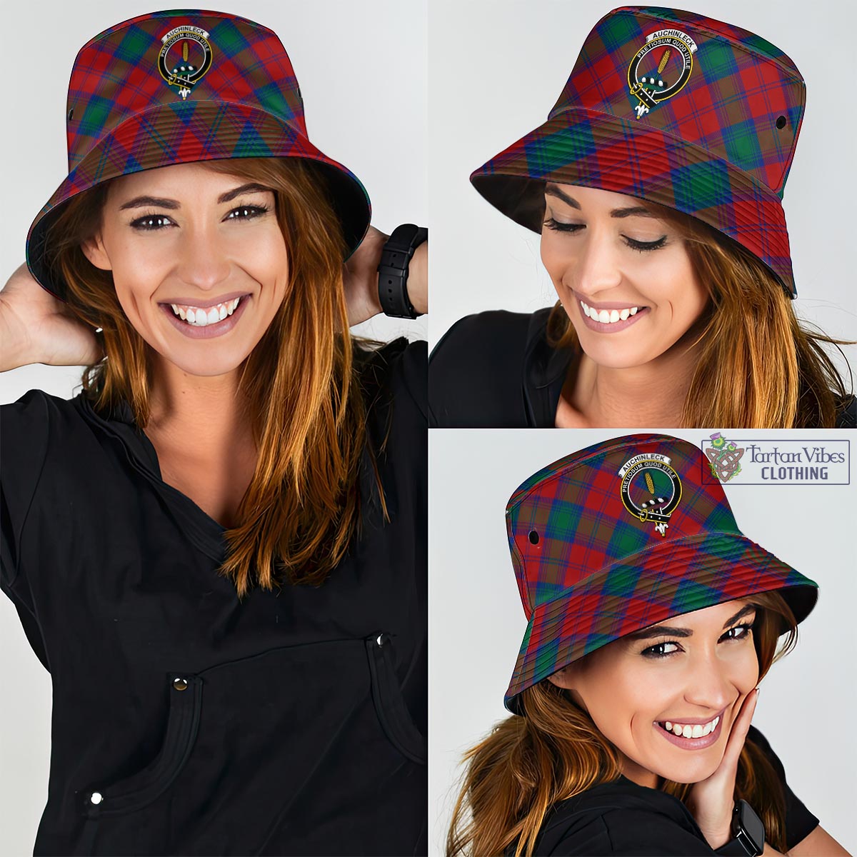 Tartan Vibes Clothing Auchinleck Tartan Bucket Hat with Family Crest