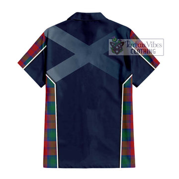 Auchinleck (Affleck) Tartan Short Sleeve Button Shirt with Family Crest and Lion Rampant Vibes Sport Style