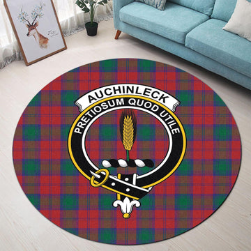 Auchinleck (Affleck) Tartan Round Rug with Family Crest