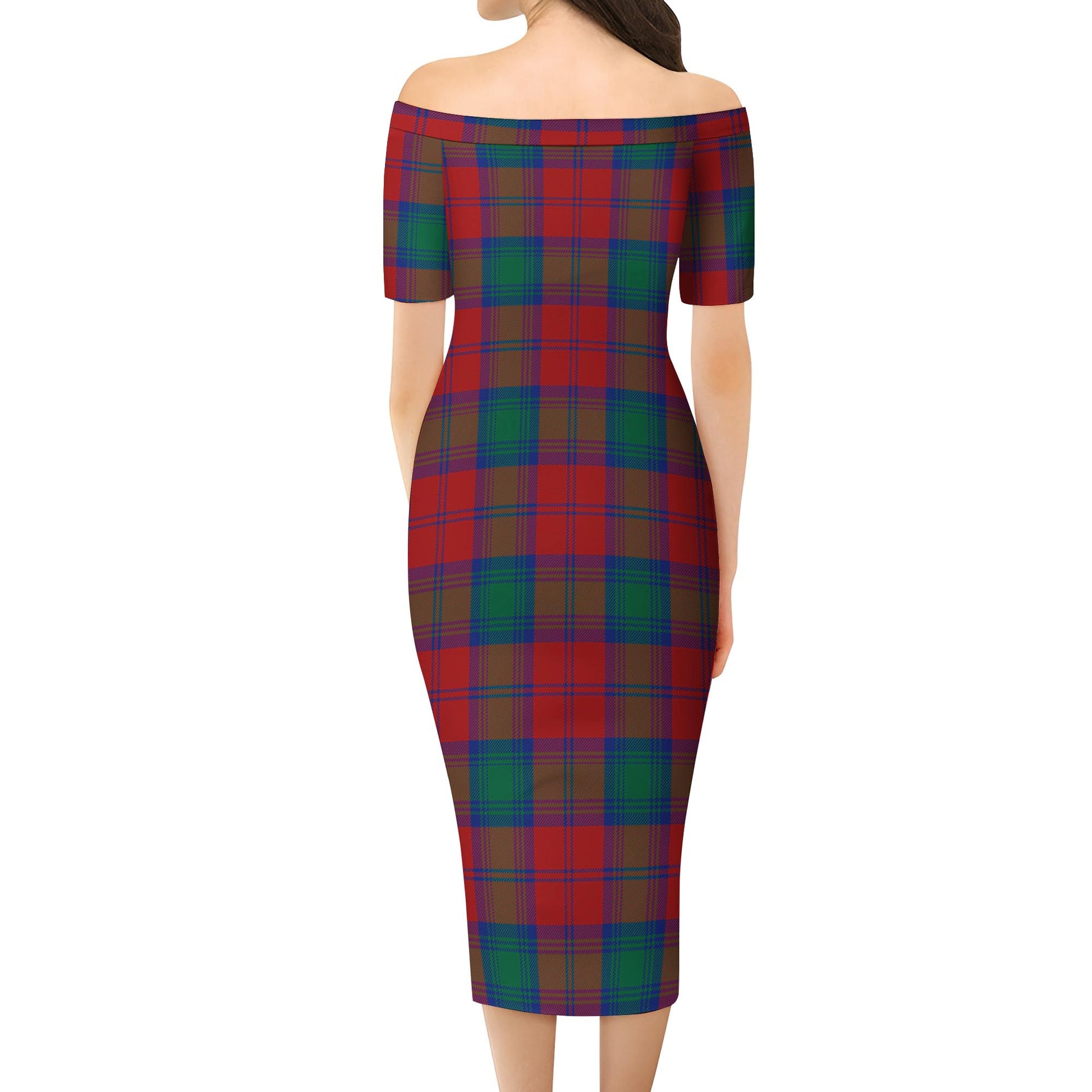 Auchinleck Tartan Off Shoulder Lady Dress - Tartanvibesclothing