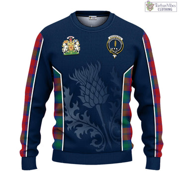 Auchinleck (Affleck) Tartan Knitted Sweatshirt with Family Crest and Scottish Thistle Vibes Sport Style