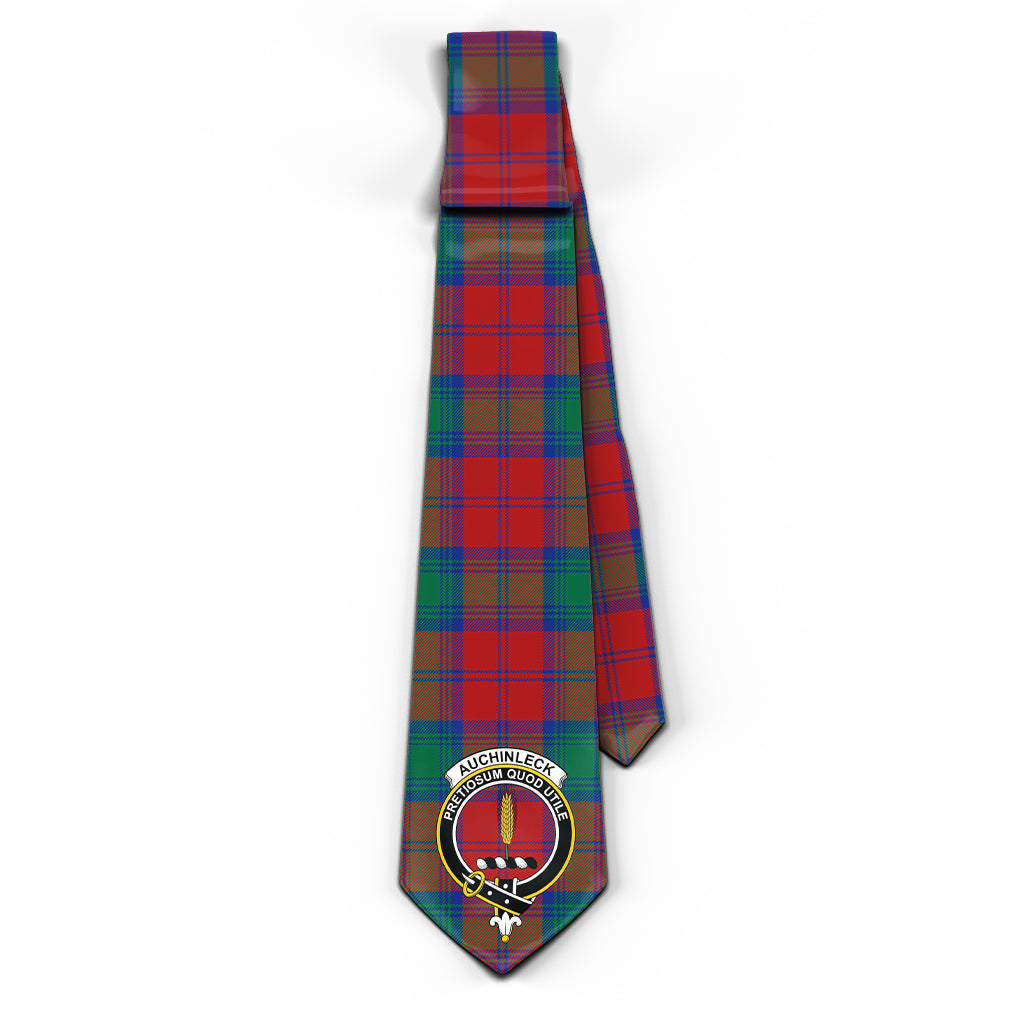 Auchinleck Tartan Classic Necktie with Family Crest - Tartanvibesclothing