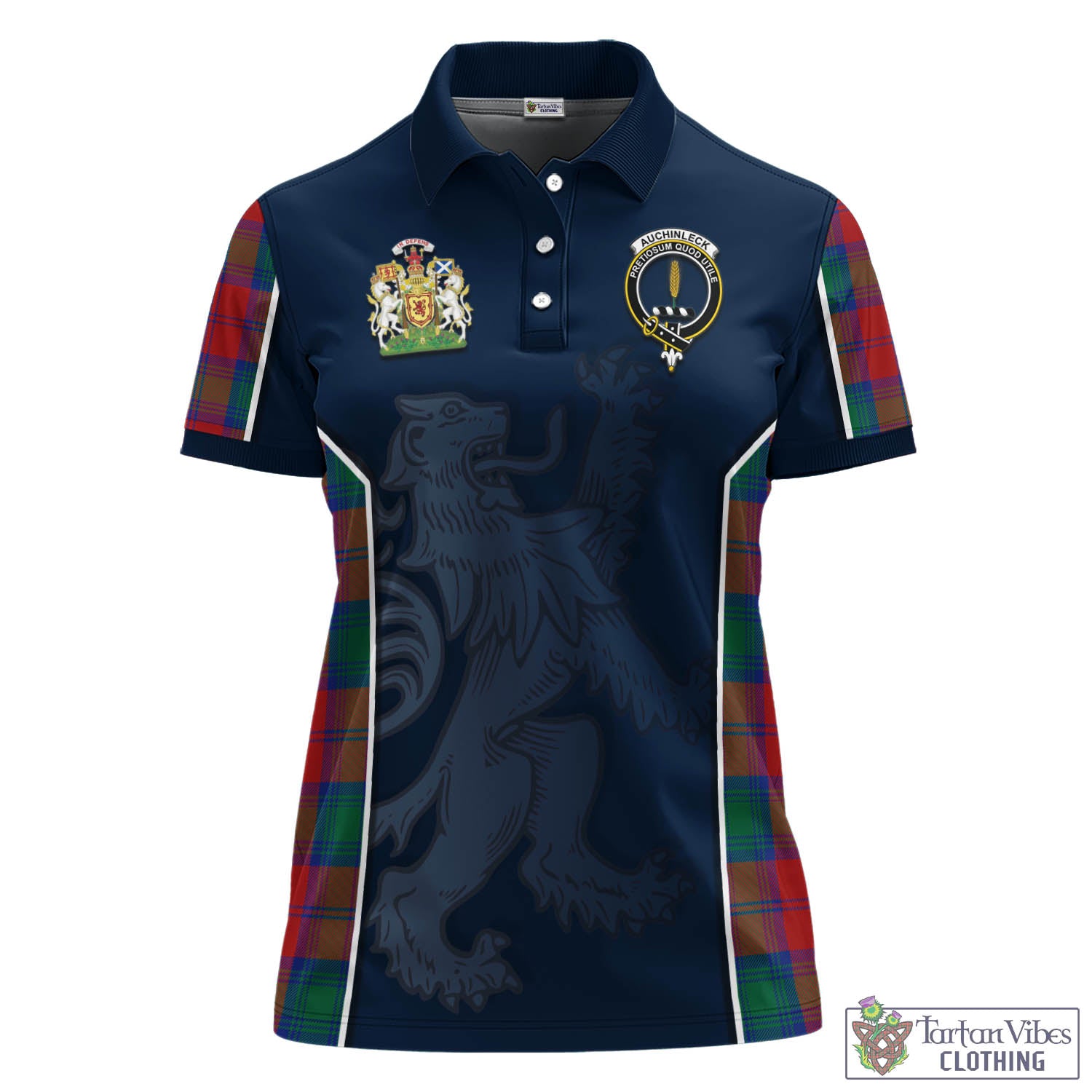 Tartan Vibes Clothing Auchinleck Tartan Women's Polo Shirt with Family Crest and Lion Rampant Vibes Sport Style